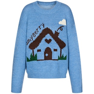 WhyBerry 24AW“童话屋”可爱宽松小房子毛衣简约圆领慵懒风