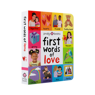 英文原版Priddybaby First 100 Padded: First Words of Love启蒙100词:关于爱宝宝启蒙阅读英语词汇图解字典幼儿学习图画书