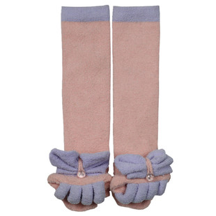 包邮外贸高筒拇指外翻矫正脚趾袜子女珊瑚绒保暖睡眠袜分脚趾袜