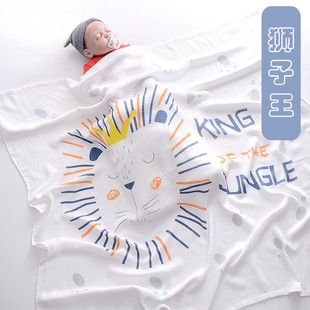 2层薄款 夏季 超柔竹纤维婴儿盖毯软透气宝宝包巾卡通印花儿童浴巾