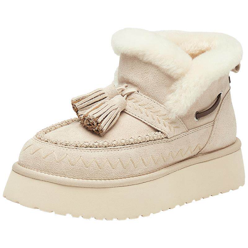 思加图加绒保暖厚底增高雪地靴女