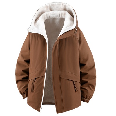 大码羊羔绒双面穿外套防水夹克