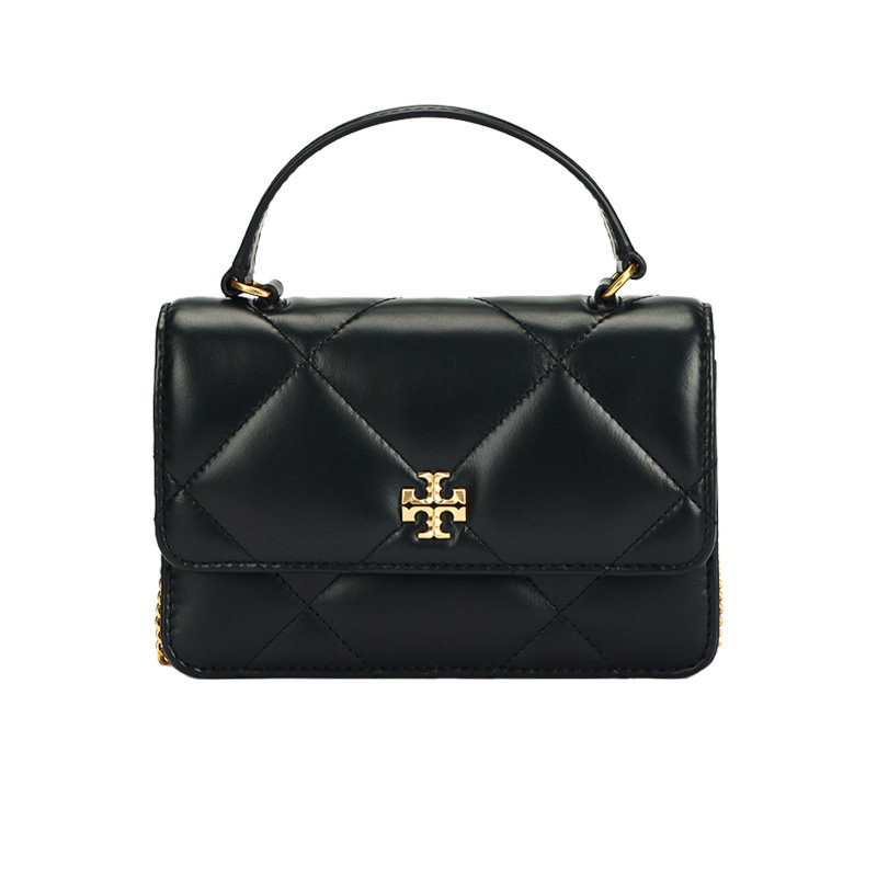 【自营】Tory Burch/汤丽柏琦Kira女黑色菱形绗缝磁扣开合手提包