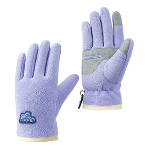 KK树儿童五指手套冬季骑行男孩抓绒保暖女童运动防寒抗静电可触屏