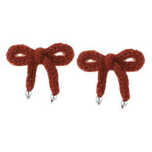 吾也 新年红限定绒绒相见系列羊绒真丝毛线耳钉戒指