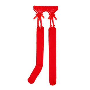 网红一体式吊带袜黑丝蕾丝过膝长筒袜白丝吊袜带套装纯欲油光男女