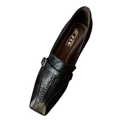 复古低跟中口单鞋女通勤乐福鞋