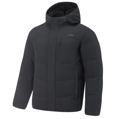 李宁保暖连帽男子防泼水短羽绒服