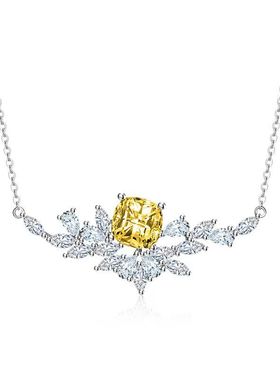 D色莫桑石鸽子蛋黄钻羽翼项链