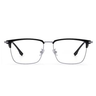 超轻纯钛近视眼镜框男款可配度数眉线框钛架黑银半框大脸镜架框架
