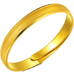 明牌珠宝t黄金戒指足金生命轮转亚光活口女戒素圈对戒AFM0024计价