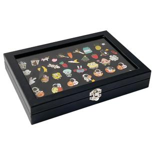 金属徽章展示框收藏集扎毛毡板纪念勋章架防氧化透明胸针收纳盒子