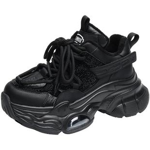 金猴女鞋2025冬季新款时尚潮流厚底保暖加绒复古运动休闲老爹鞋女