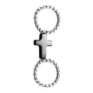 原创设计小众独特暗黑哥特十字架双层链条戒指黑色个性装饰戒指环
