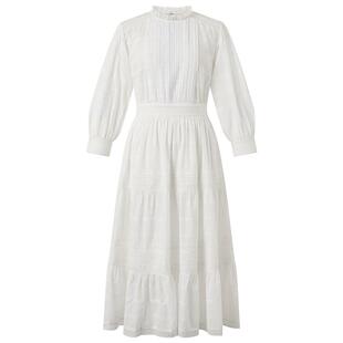 【专柜正品】Hazzys哈吉斯乳白色提花拼蕾丝连衣裙女春夏收腰裙子