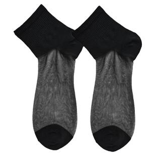 厘度半棉袜子男薄款夏季水晶冰丝短袜短款丝袜船袜女原创运动新款