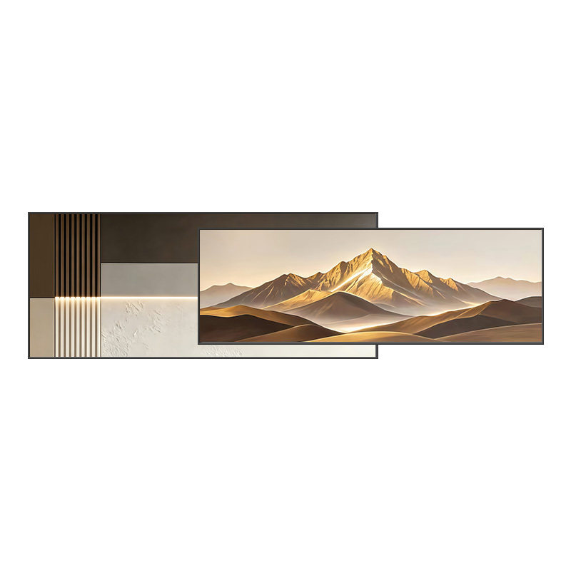 高级感轻奢客厅背景墙金山砂岩画