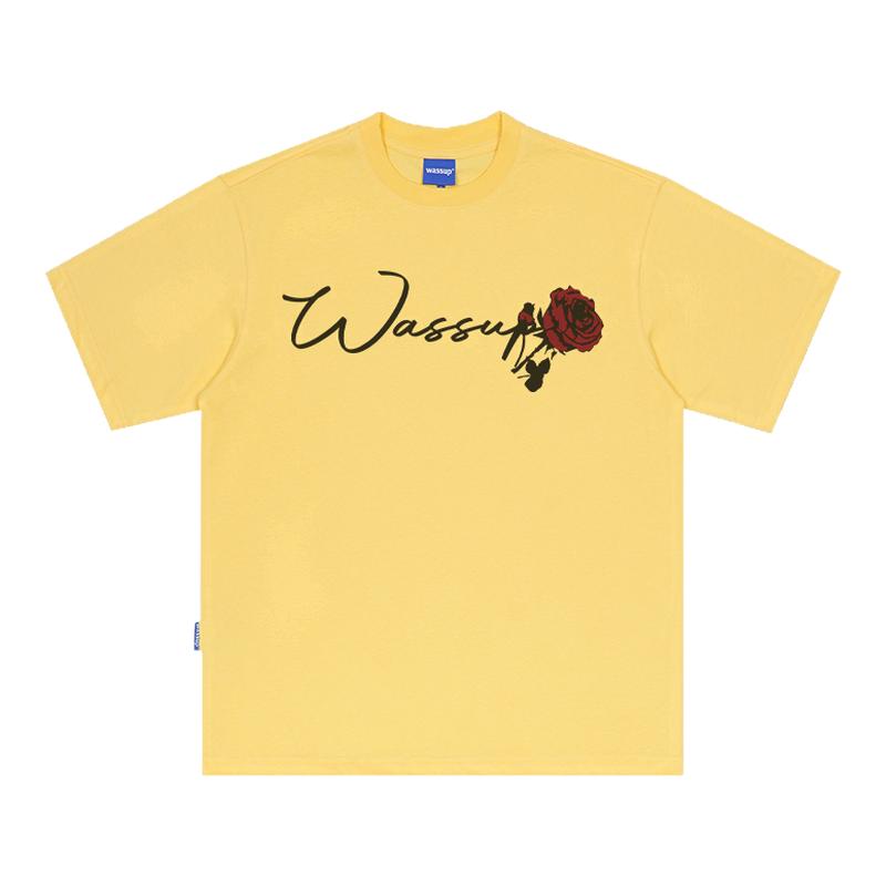 WASSUP美式玫瑰重磅T恤短袖男女