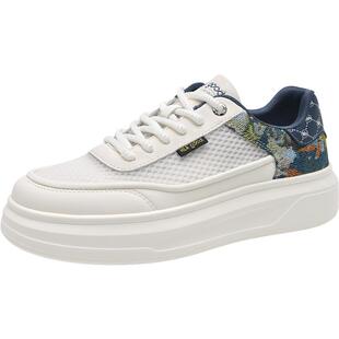 HLA/海澜之家男鞋新款秋夏潮流拼接厚底板鞋百搭增高耐磨休闲鞋男