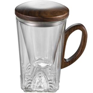 容山堂耐热玻璃茶水分离杯绿茶杯男女办公杯情侣对杯保温杯茶水杯