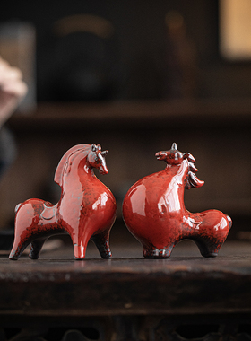 陶瓷小号唐马国风摆件创意家居客厅办公桌面招财马到成功装饰摆设