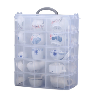 茶杯建盏分格叠加收纳盒茶具茶道用品零碎品杂物玩具积木塑料透明