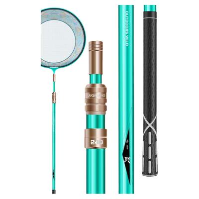 渔战将碳素抄网伸缩网杆