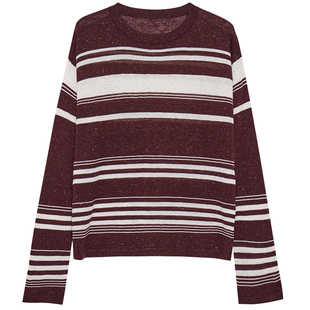 MOORING泊针织衫上衣2026春季穿搭慵懒风羊毛条纹打底衫薄款罩衫