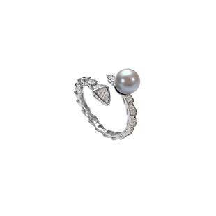 DARA戴拉 925银海水真多麻珍珠戒指7-8mm小众设计轻奢高级感礼物