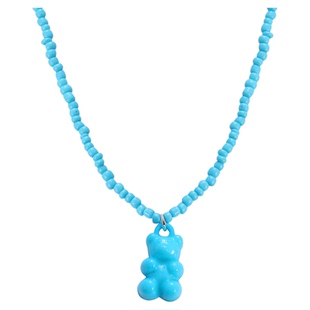 韩国女童个性百搭荧光色夏季手工米珠串珠项链小女孩项链颈链女