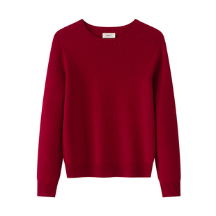 盈妹节日颂歌丨圆领羊毛衫红色毛衣女冬季慵懒高级感2025新年衣服
