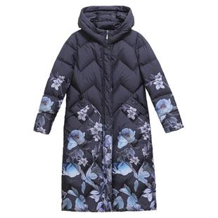 妙采中老年时尚女装羽绒服中长款新款大码妈妈冬装显瘦白鸭绒外套