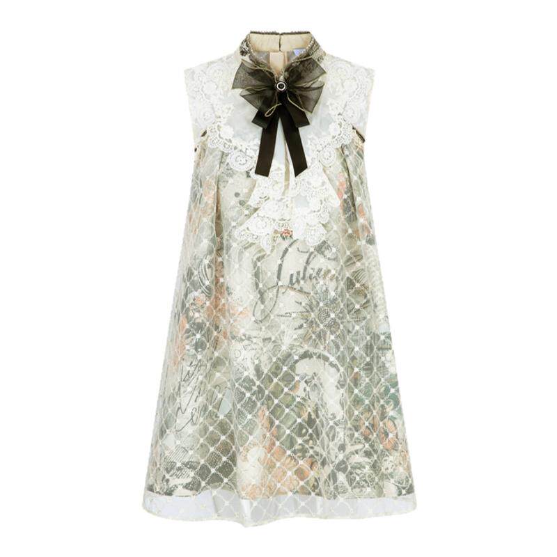 LULUALWAYS【商场同款】时尚气质原创无袖提花连衣裙女