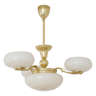 西早 artdeco风格蛋白石黄铜吊灯 中古北欧美式复古客厅卧室吊灯