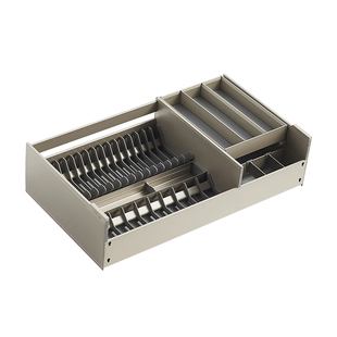 NUOMI诺米厨房橱柜抽中抽拉篮抽屉式太空铝家用单双层收纳碗碟架