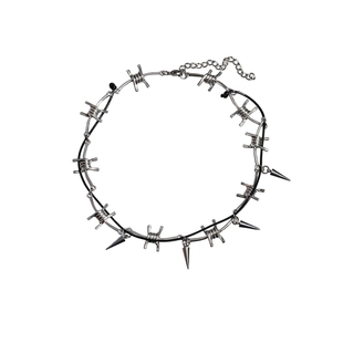 CHEALIMPID/.荆棘缠绕朋克金属铆钉锁骨链y2k辣妹小众嘻哈潮项链