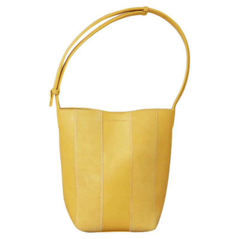 THE YELLOW SHOP牛皮拼麂皮单肩水桶包