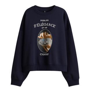 HM女装卫衣冬季红色潮流时尚简约保暖图案美式打底衫1300584