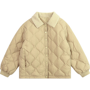 Cunyi纯一良品童装儿童羽绒服秋冬中大童简约保暖毛绒翻领外套