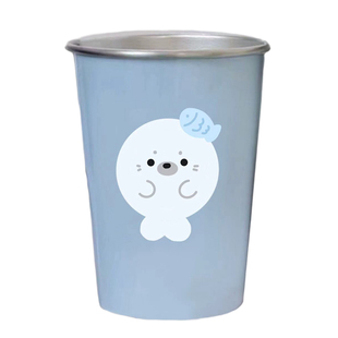 卡通海豹儿童漱口杯不锈钢刷牙杯子家用可爱洗漱杯情侣一对牙缸