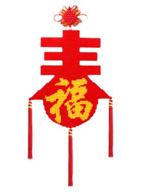 毛线十字绣春壁挂中国结