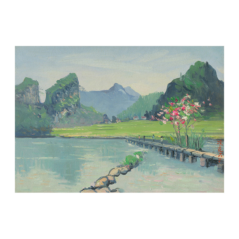 凃克-桃花江水 现代简约客厅书房卧室装饰画全屋装饰挂画带装裱