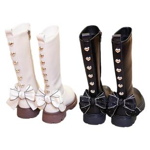 女童靴子儿童鞋子2025秋冬季新款过膝高筒靴加绒公主长筒宝宝长靴