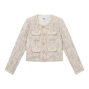 self-portrait 秋冬经典粉白混色重要场合花呢女装小香风外套上衣