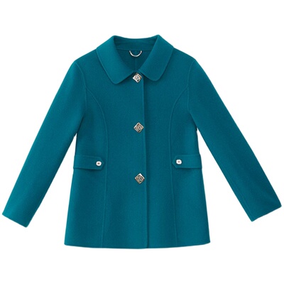 小个子妈妈装短款修身双面呢外套