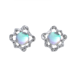 SUMIYAKI月蚀系列原创设计小花月光石耳钉s925银针通勤百搭耳饰