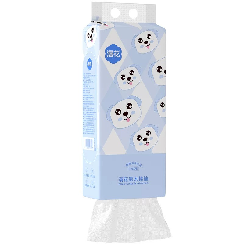 漫花小狗加厚原木悬挂式面巾纸