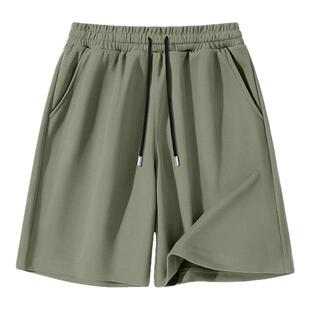 MINISO/名创优品五分裤男款夏日休闲户外沙滩裤棕榈绿纯棉短裤男A