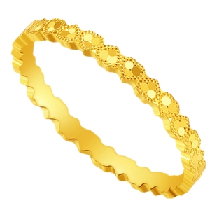 潮宏基高光金足金戒指黄金戒圈指环爆闪碎碎冰爱心生日礼物 计价