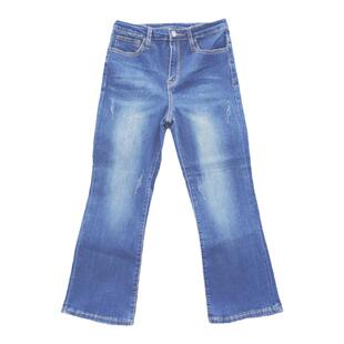 美单夏日薄款高腰高弹力显瘦微喇牛仔裤透气舒适八分裤小喇叭女裤